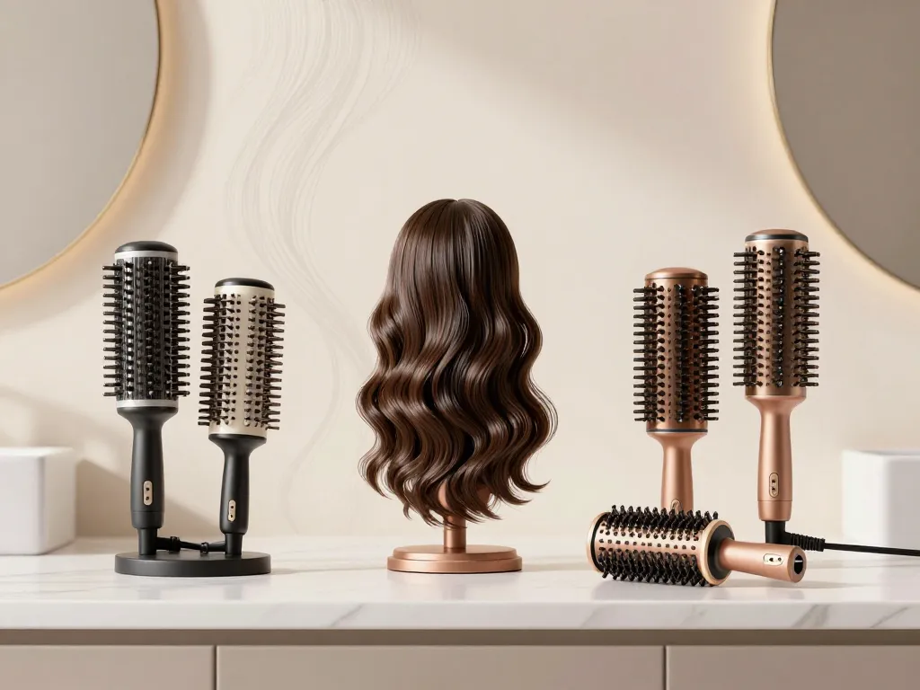 différents bigoudis chauffants et types de cheveux côte à côte