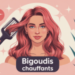 bigoudis chauffants posés sur coiffeuse chevelure bouclée