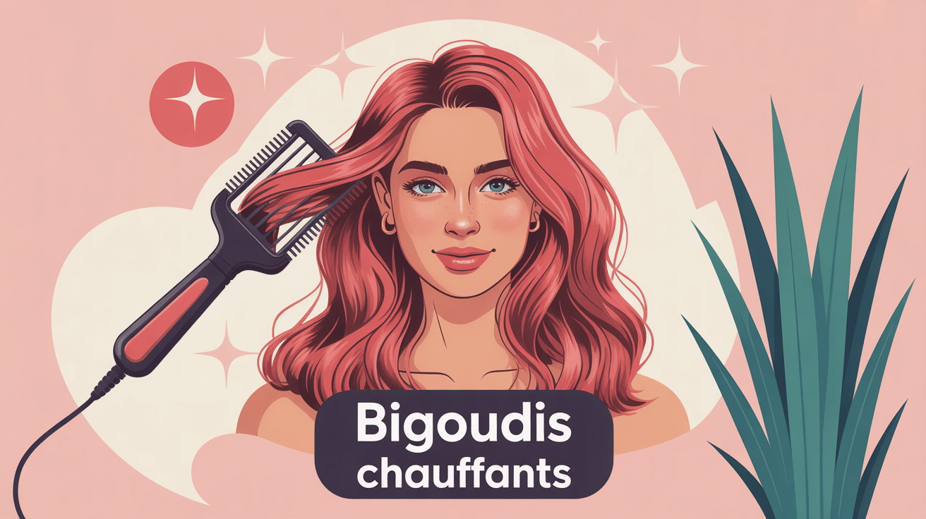 bigoudis chauffants posés sur coiffeuse chevelure bouclée