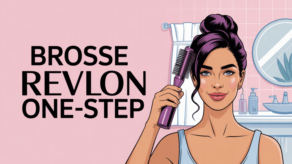 illustration de femme utilisant une brosse revlon one-step à la maison