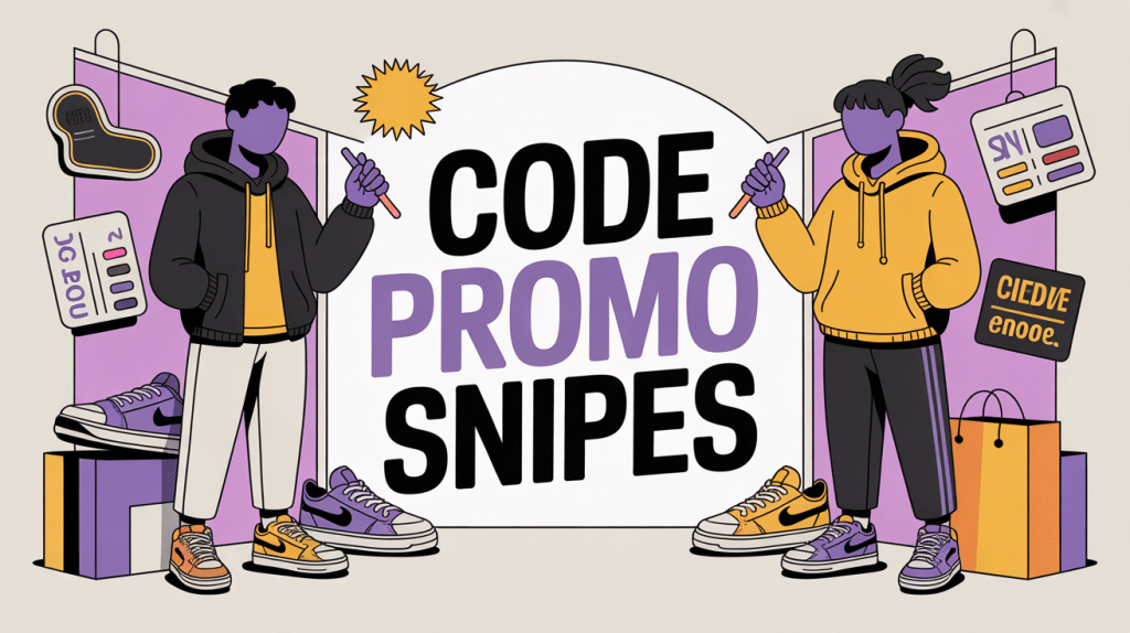 code promo snipes illustration avec sneakers et streetwear