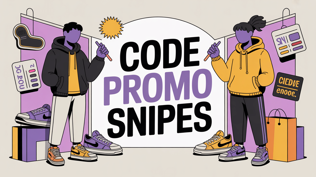 code promo snipes illustration avec sneakers et streetwear