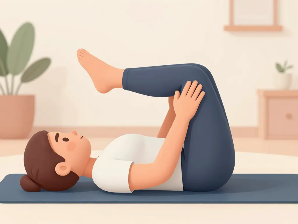 comment faire craquer le bas du dos mouvement genoux poitrine tapis yoga