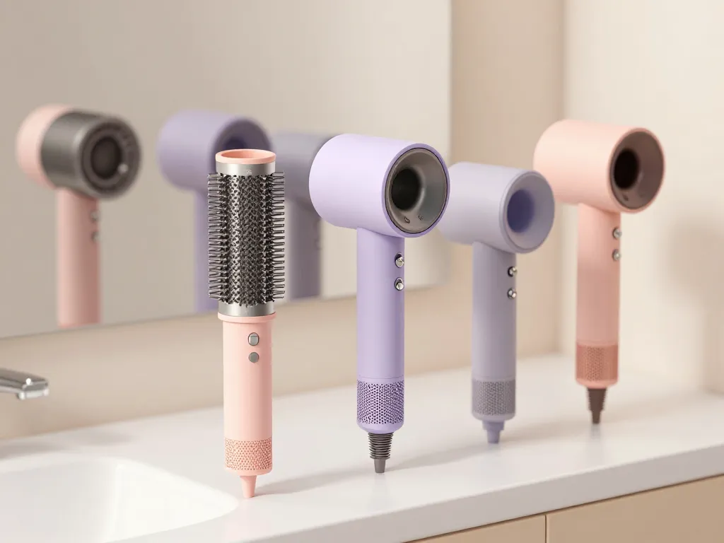 scène de produits brosse revlon et alternatives sur une coiffeuse
