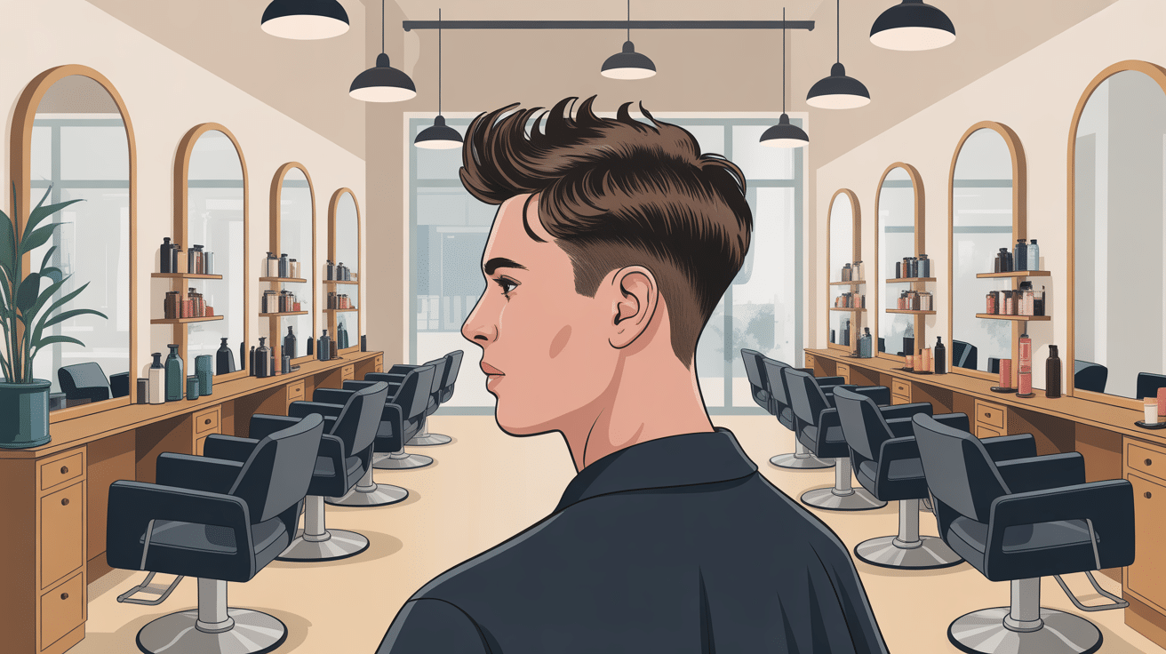 Homme stylisé coupe mulet homme 2024 moderne en salon contemporain