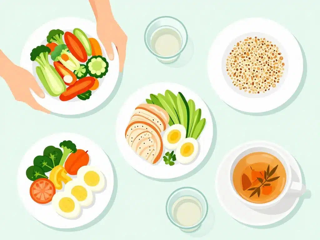 illustration menu detox 3 jours ventre plat