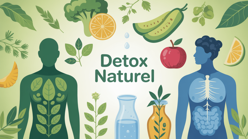 Illustration detox naturel pour nettoyer le corps, bien-être et fraîcheur