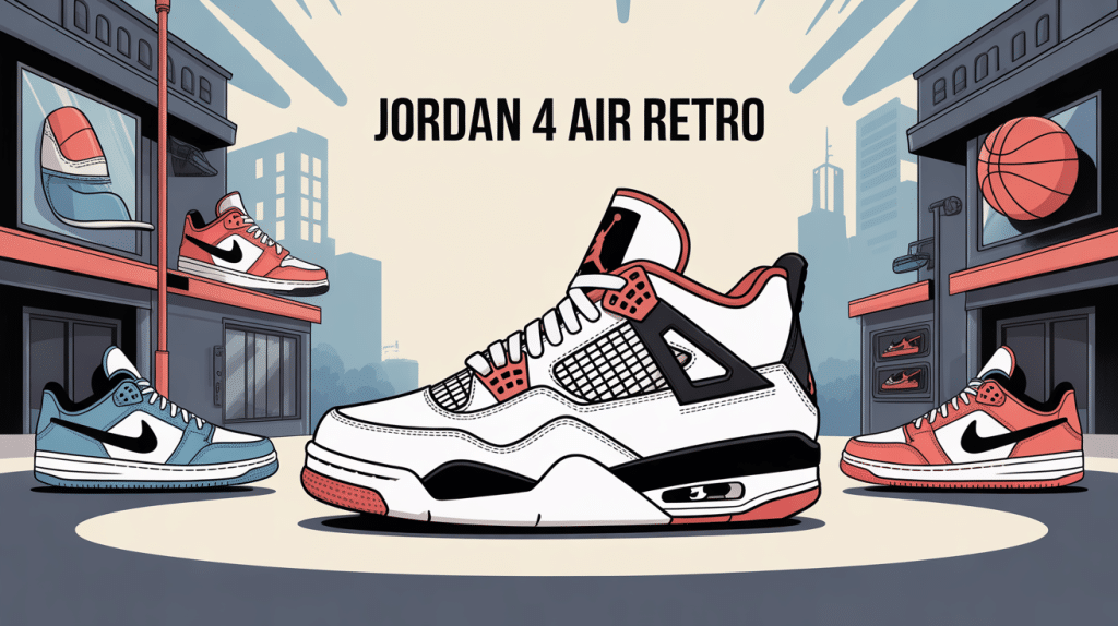 Illustration jordan 4 air retro sneaker et accessoires streetwear
