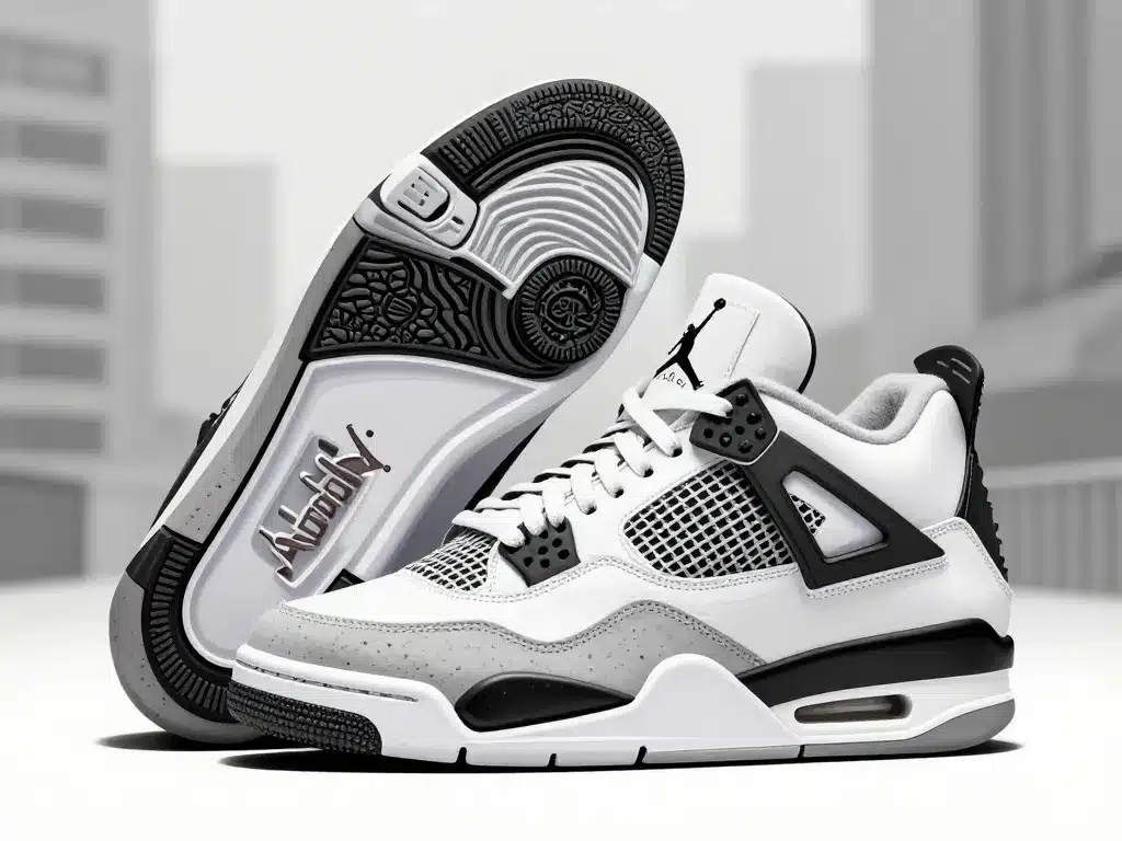 zoom jordan 4 oreo cuir premium semelle mouchetée