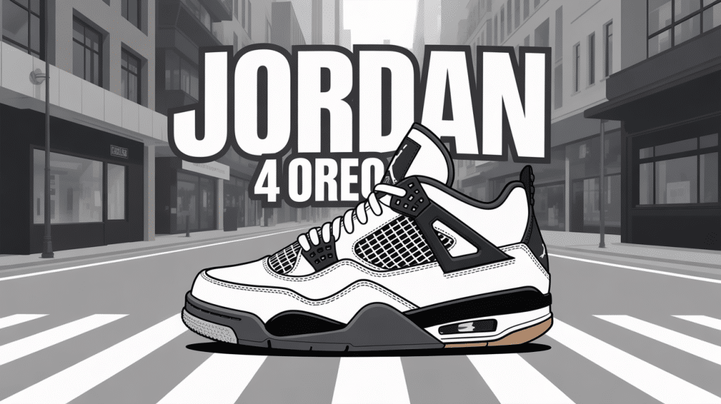 illustration sneaker jordan 4 oreo fond urbain design