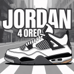 illustration sneaker jordan 4 oreo fond urbain design