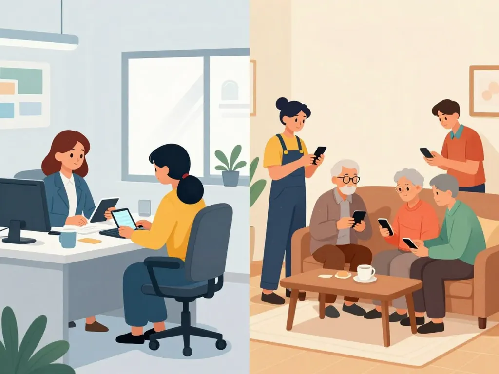 scene partagée entre bureau administratif et intervenants à domicile medisys fr