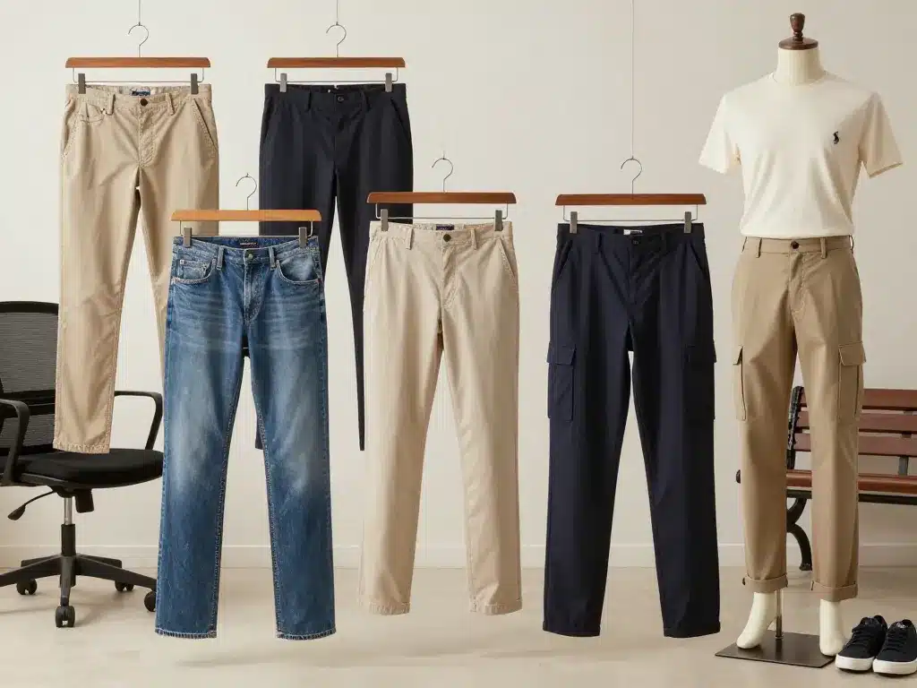 scène pantalons ralph lauren chinos jeans habillés joggers cargo