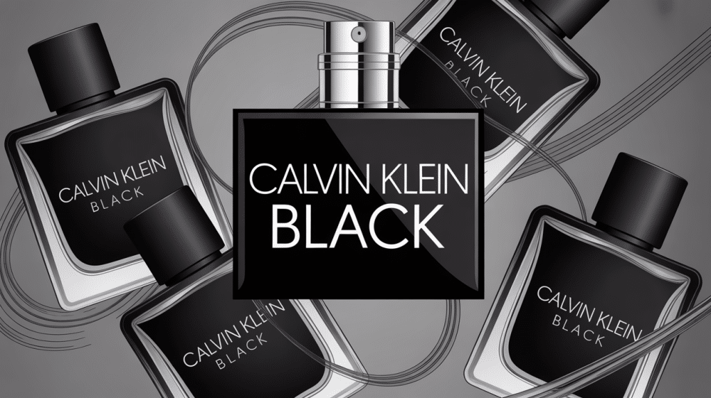 illustration parfum calvin klein black flacons noirs élégants
