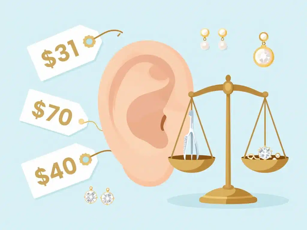 piercing oreille prix tags et balance qualité coût