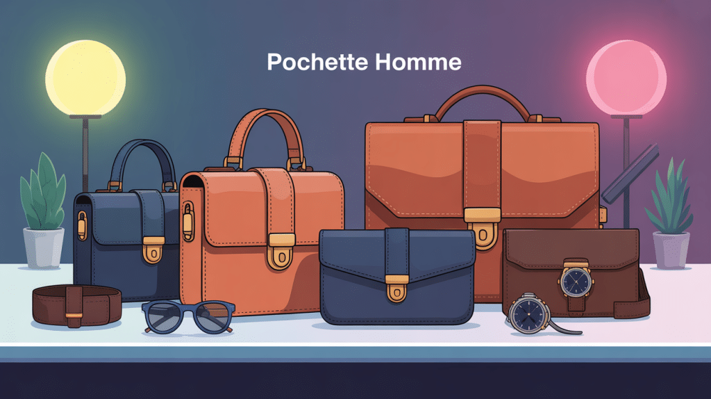 pochette homme élégantes présentées avec accessoires masculins
