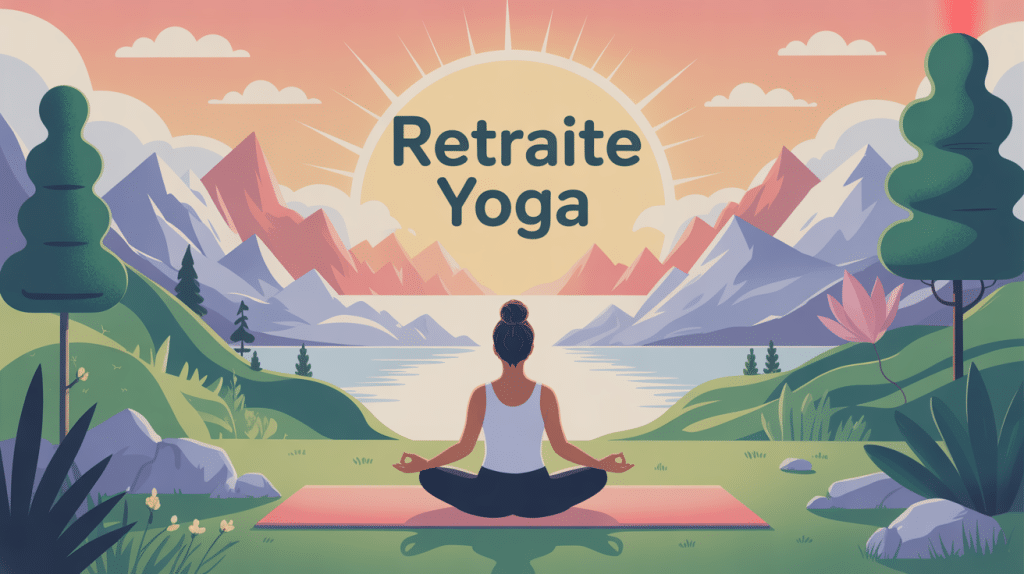 Retraite yoga méditation dans paysage naturel paisible
