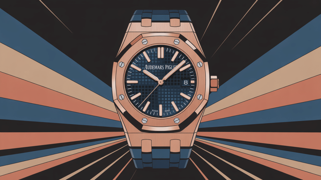 illustration élégante de watch audemars piguet royal oak avec boîtier octogonal