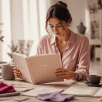 cahier de tendance sur table en studio lumineux
