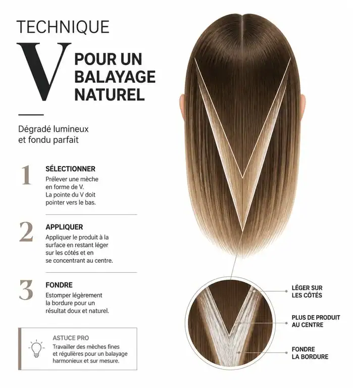 Technique du V pour réussir son balayage maison avec un kit de coloration