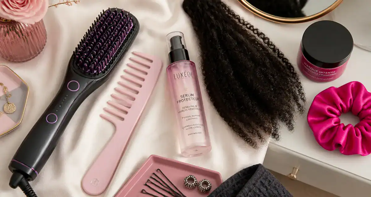brosse lissante cheveux crépus avec accessoires