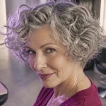 Coupe cheveux frisés courts femme 60 ans, boucles stylées sans effet casque