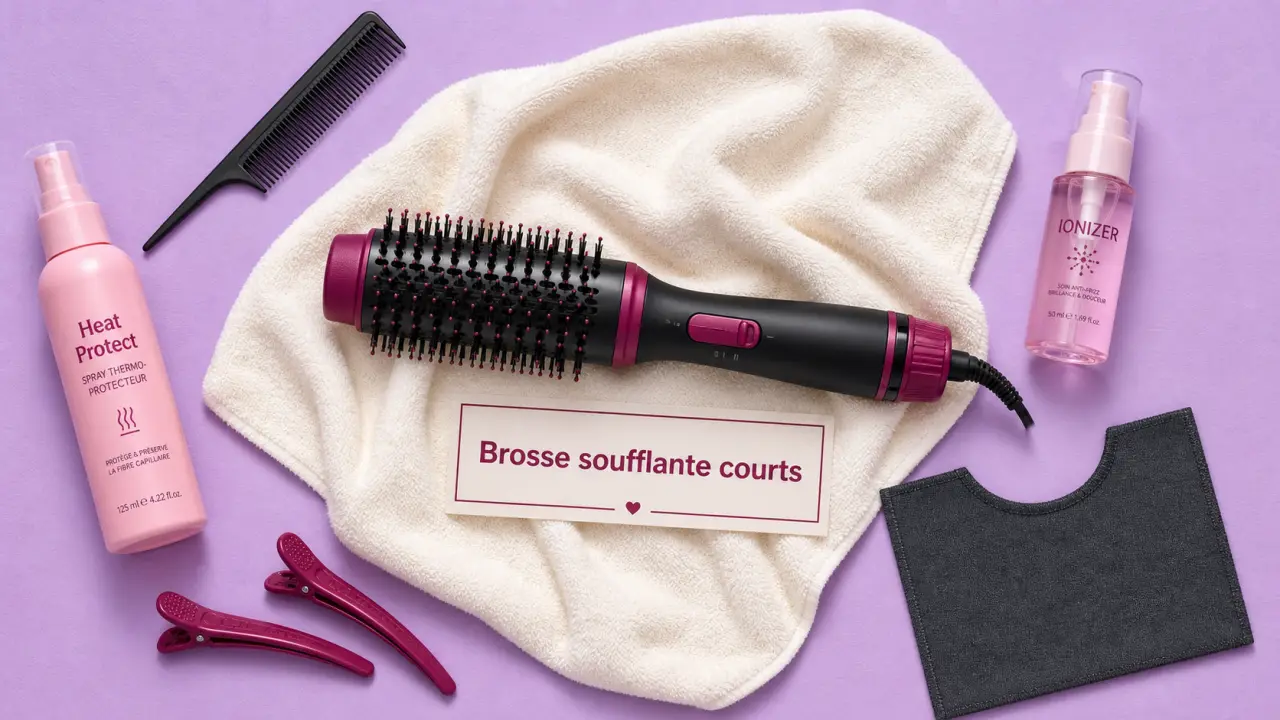brosse soufflante cheveux courts, petit diamètre, air froid, embouts précis