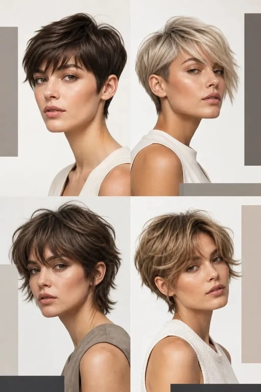 Coupe pixie 2024 : quatre inspirations de coiffures courtes en style éditorial
