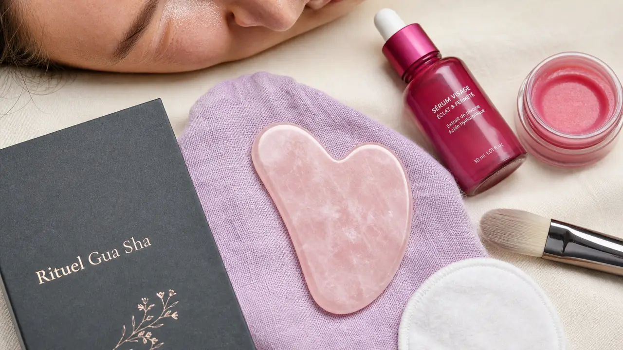 Gua sha bienfaits : pierre quartz rose pour rituel visage