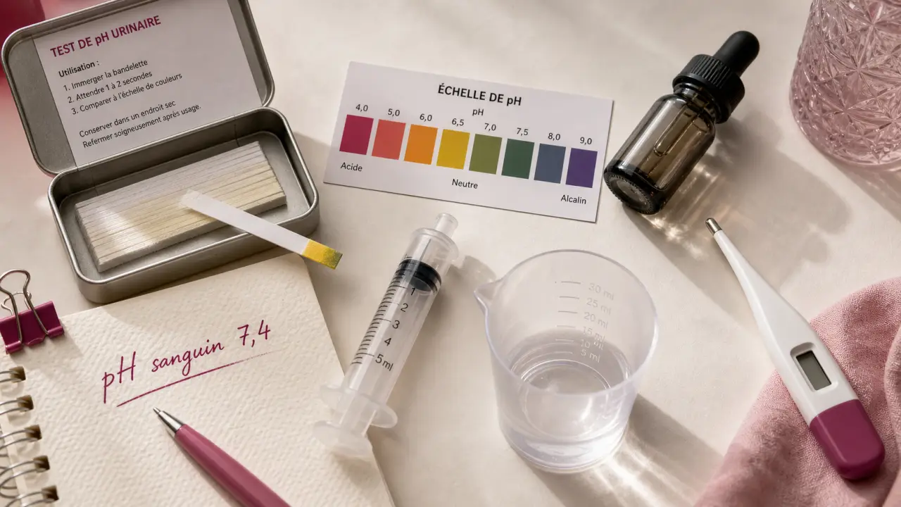 pH basique ou acide : sang 7,4, urine variable
