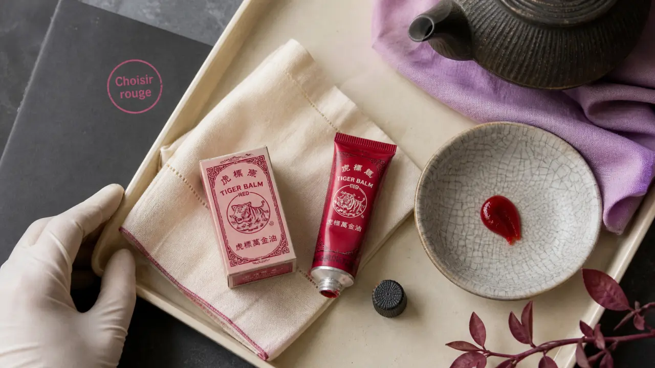 Baume du tigre rouge rhume : tube et boîte, chaleur utile