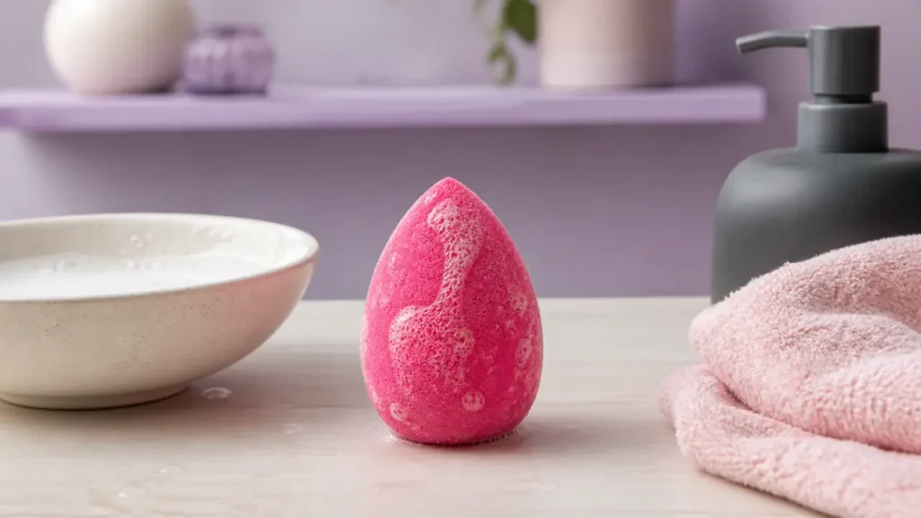 Nettoyer un beauty blender sans l’abîmer : la méthode simple avec savon doux, huile et séchage à l’air libre