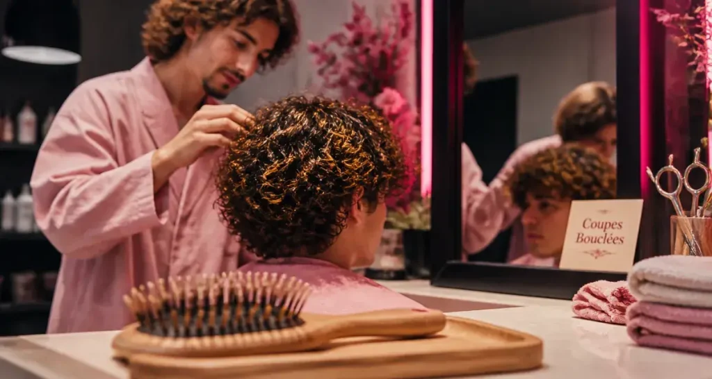Coupe garcon cheveux bouclés : coiffeur et boucles mi-longs, volume structuré