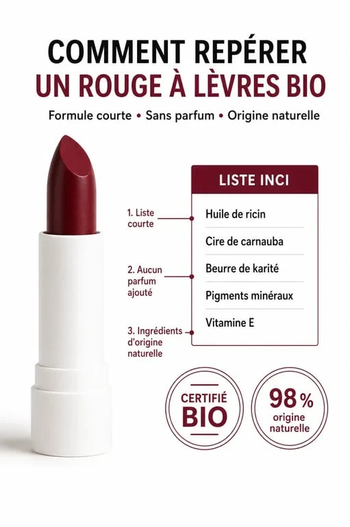 Rouge à lèvres bio que choisir : lecture de l’INCI et vérification des labels sur le packaging