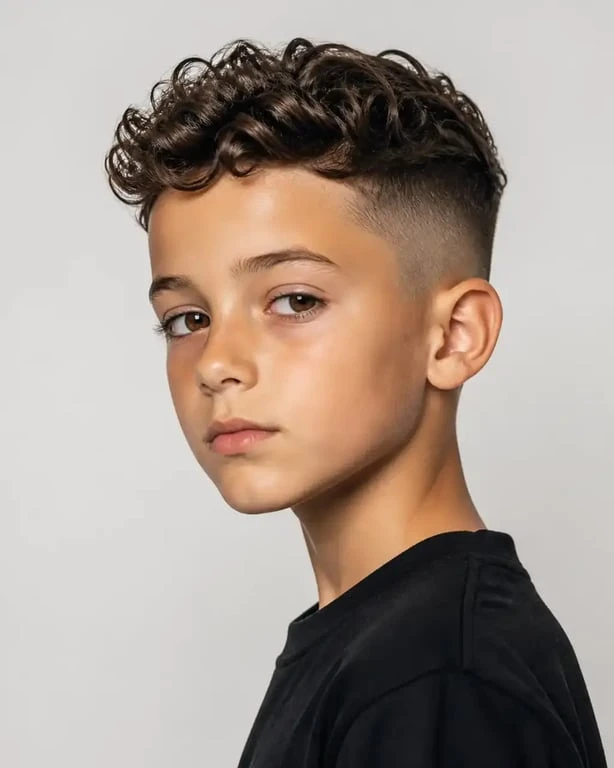 Coupe garçon cheveux bouclés style undercut