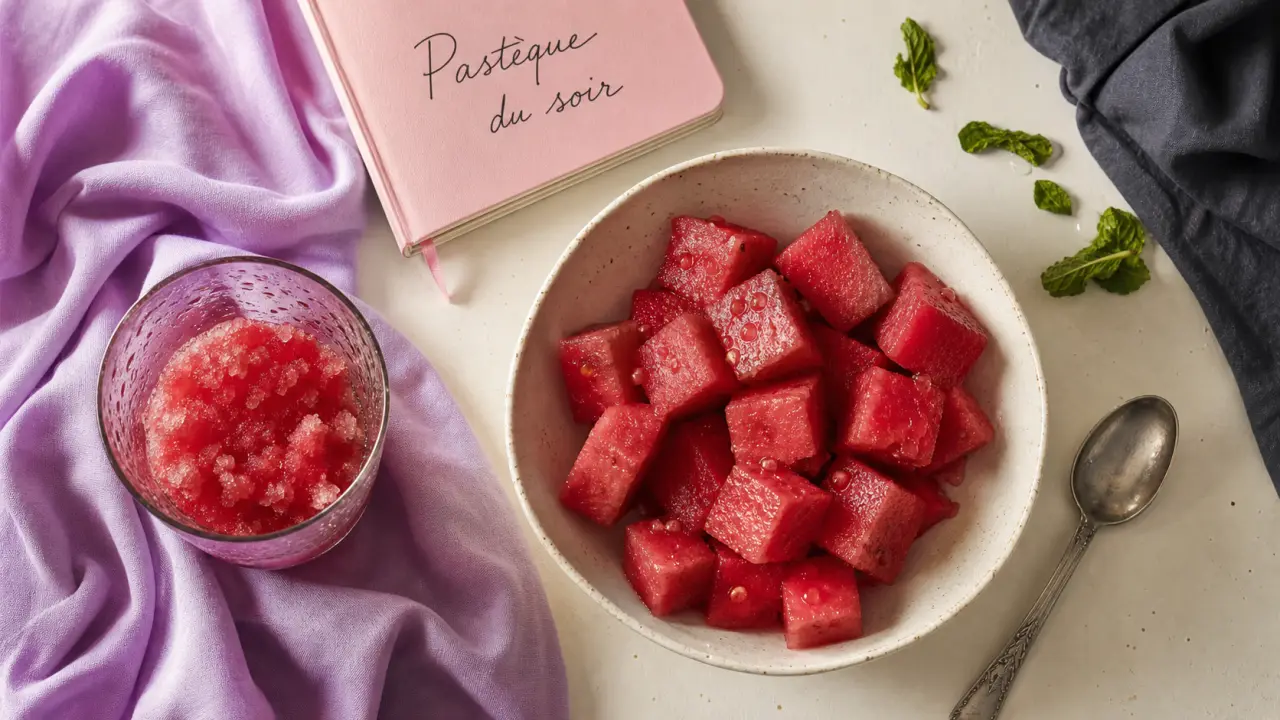 Manger de la pasteque le soir pour maigrir : cubes de pastèque au dessert léger