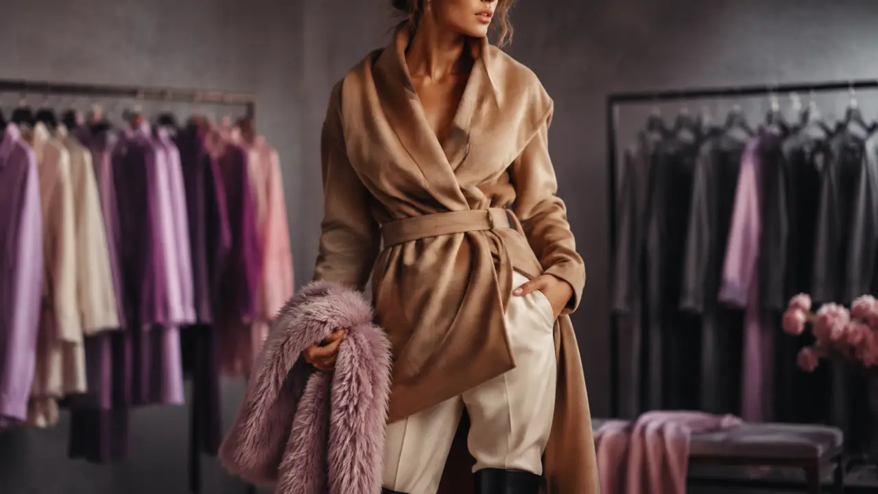Tendance mode hiver 2025 : manteau camel peignoir, fausse fourrure et tailleur ivoire